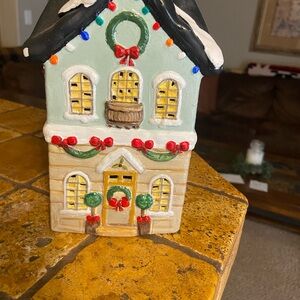 Green and Red Holiday Decor Two Story House